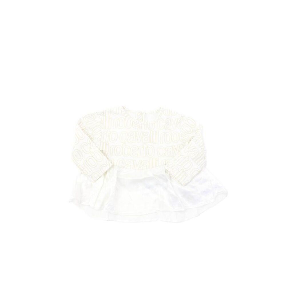Roberto Cavalli Childrens Girls Long Sleeves Blouse White Gold Size 12 Months